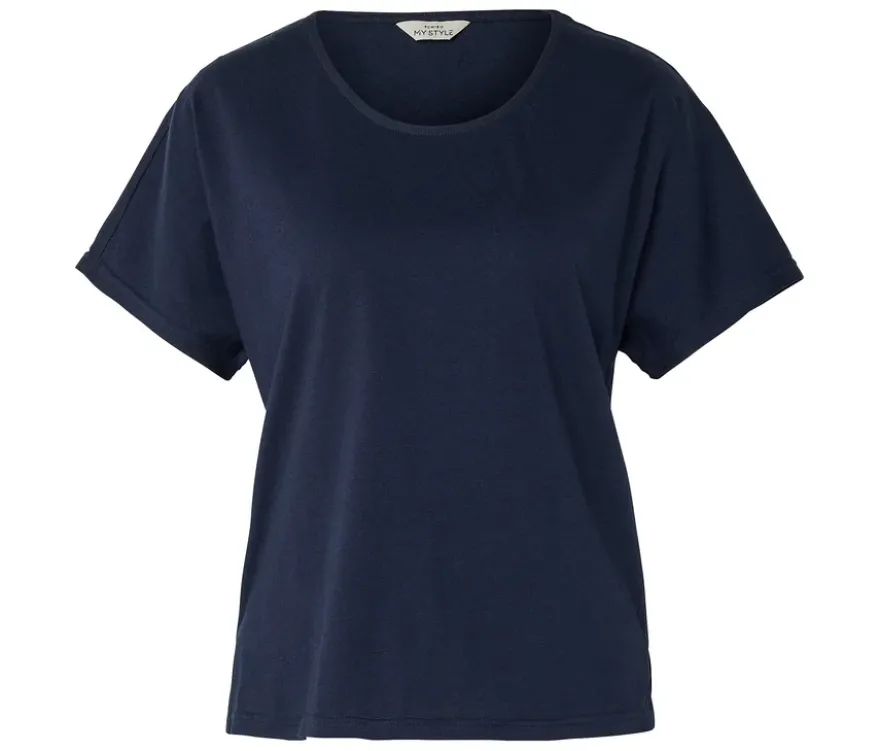 Shirt aus Leinenmix, dunkelblau