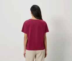 Shirt aus Leinenmix, dunkelrot