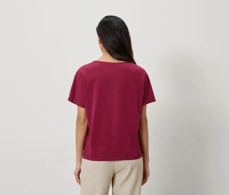 Shirt aus Leinenmix, dunkelrot