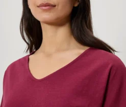 Shirt aus Leinenmix, dunkelrot