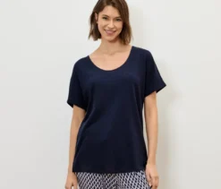 Shirt aus Leinenmix, navy