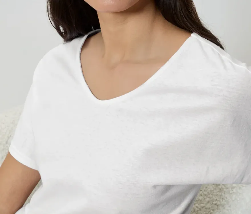 Shirt aus Leinenmix, weiß