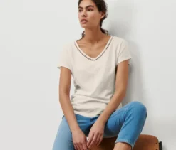 Shirt aus Modalmix, cremeweiß