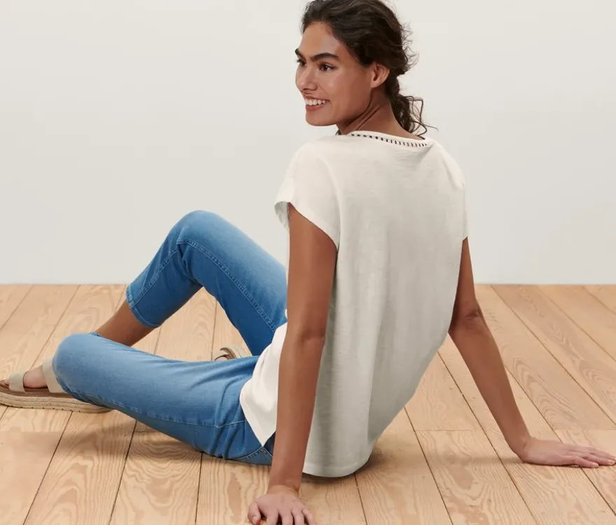 Shirt aus Modalmix, cremeweiß