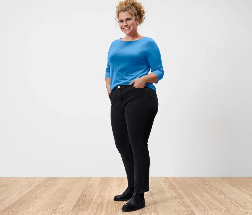 Shirt mit 3/4-Arm, blau