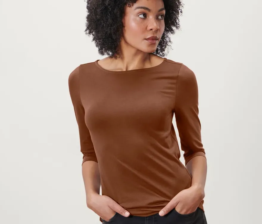Shirt mit 3/4-Arm, cognac
