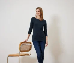 Shirt mit 3/4-Arm, dunkelblau