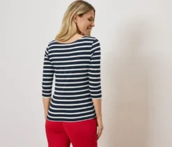 Shirt mit 3/4-Arm, dunkelblau gestreift