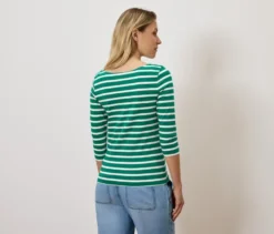 Shirt mit 3/4-Arm, grün gestreift