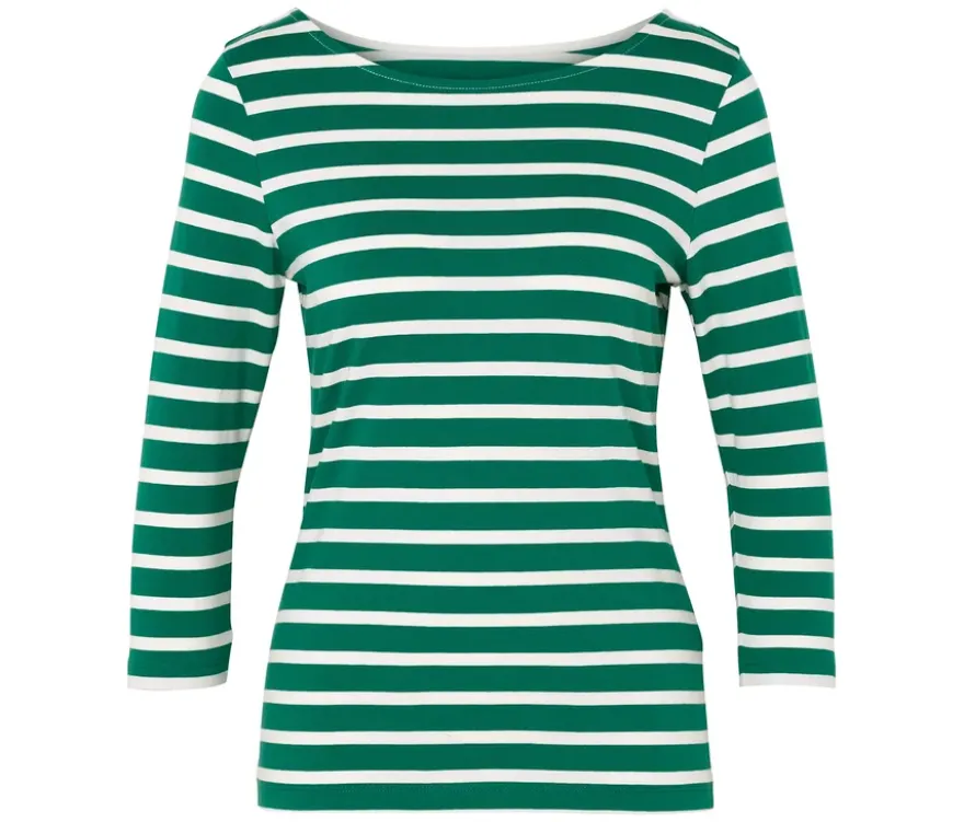 Shirt mit 3/4-Arm, grün gestreift
