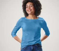 Shirt mit 3/4-Arm, hellblau