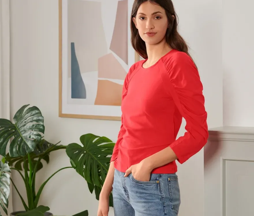 Shirt mit 3/4-Arm, rot