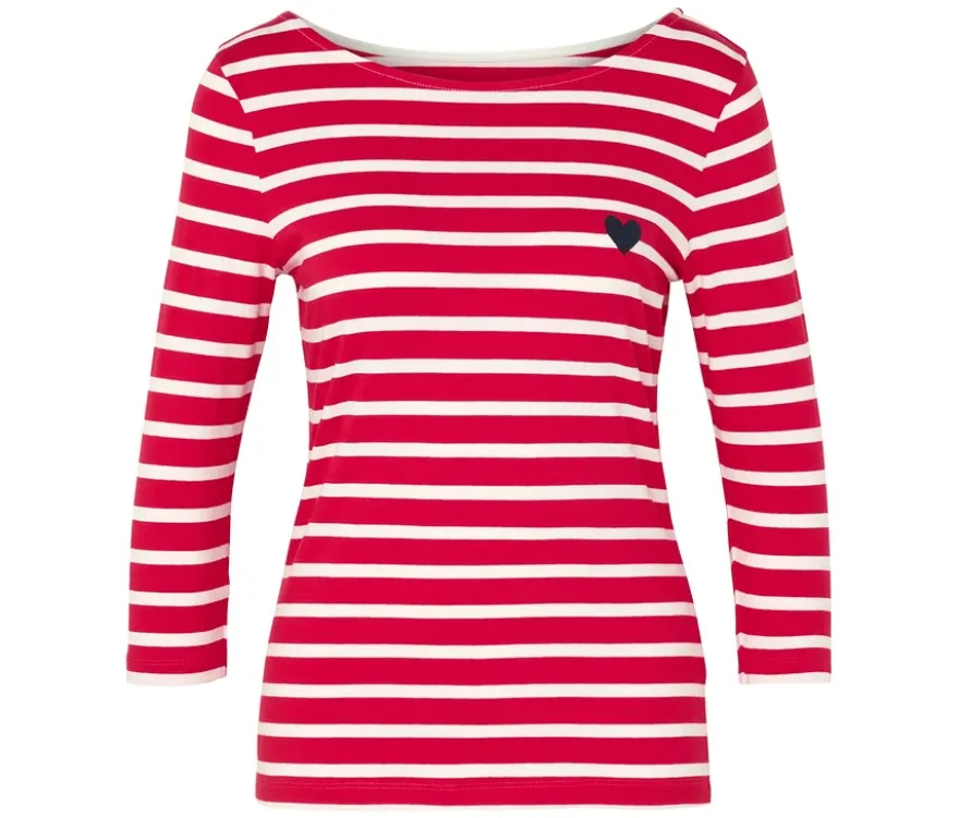 Shirt mit 3/4-Arm, rot gestreift