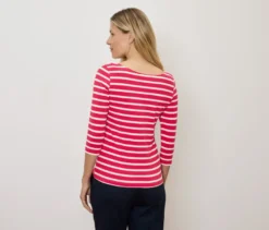 Shirt mit 3/4-Arm, rot gestreift