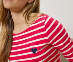 Shirt mit 3/4-Arm, rot gestreift