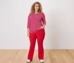 Shirt mit 3/4-Arm, rot gestreift