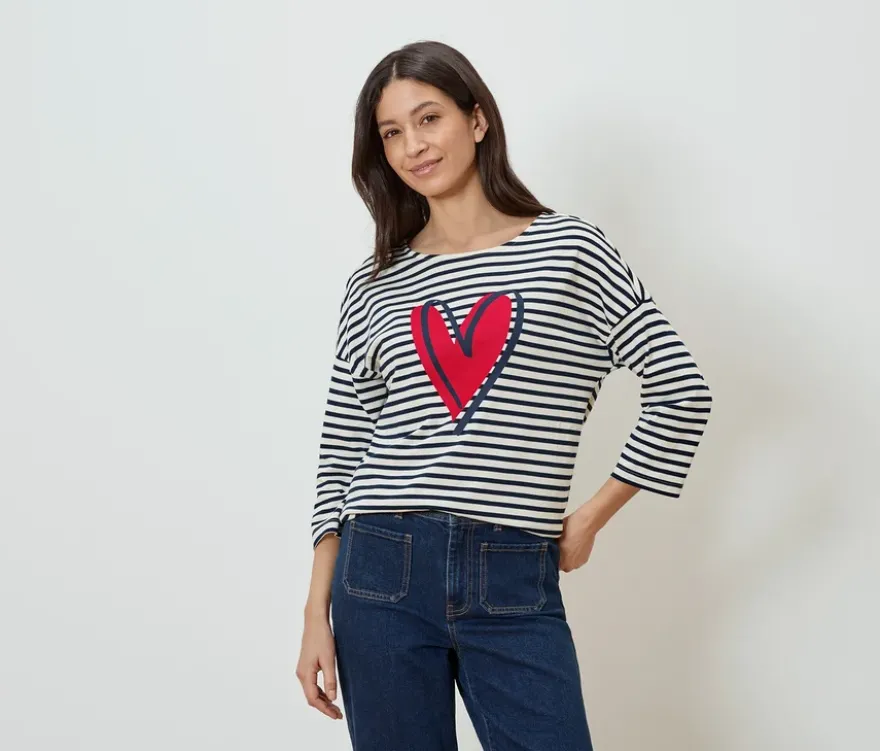 Shirt mit 3/4-Arm, Streifen