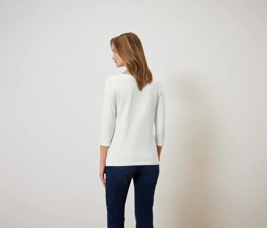 Shirt mit 3/4-Arm, weiß