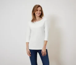Shirt mit 3/4-Arm, weiß