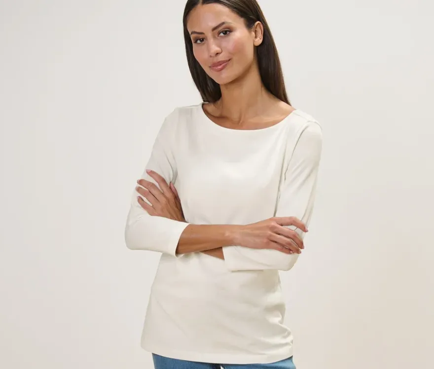 Shirt mit 3/4-Arm, weiß