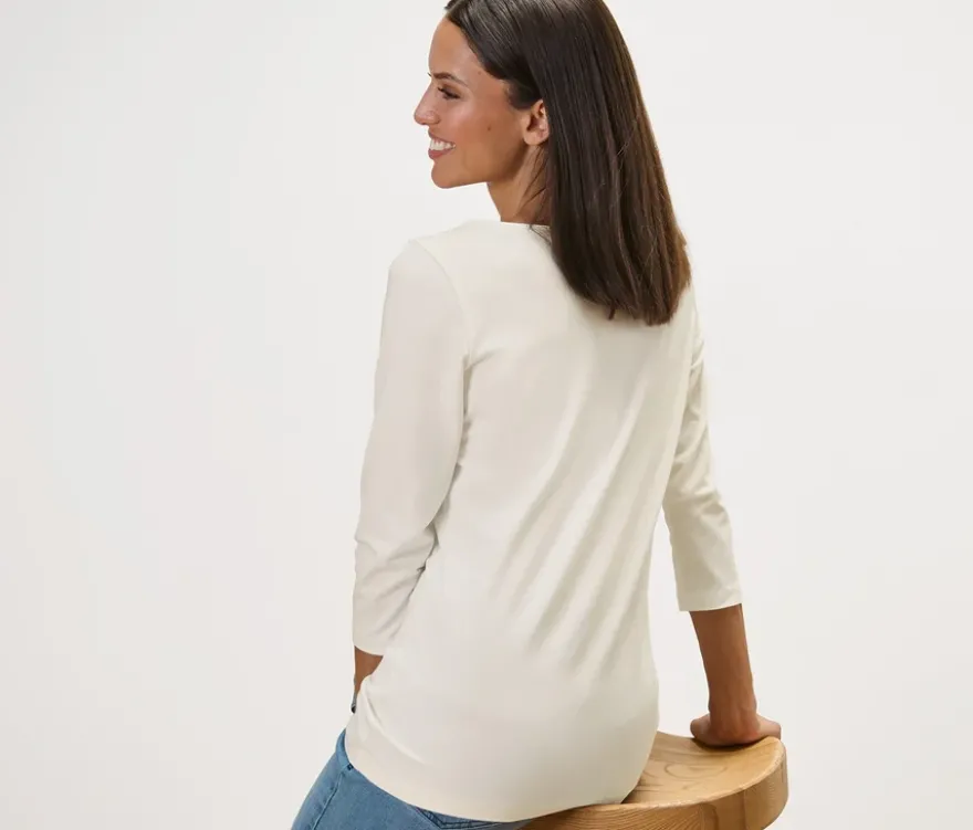 Shirt mit 3/4-Arm, weiß