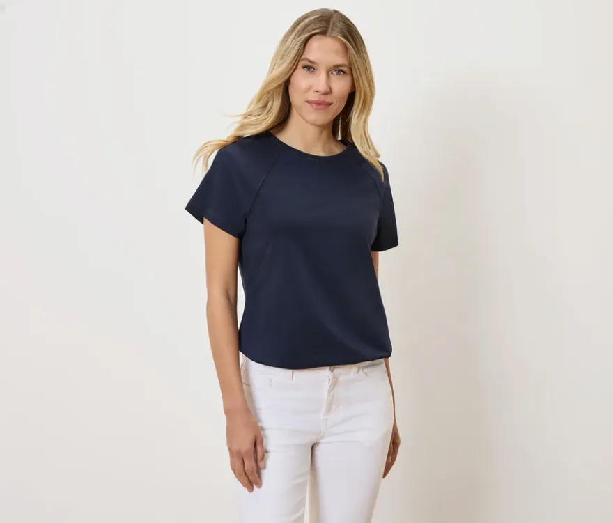 Shirt mit Crochet-Details, dunkelblau