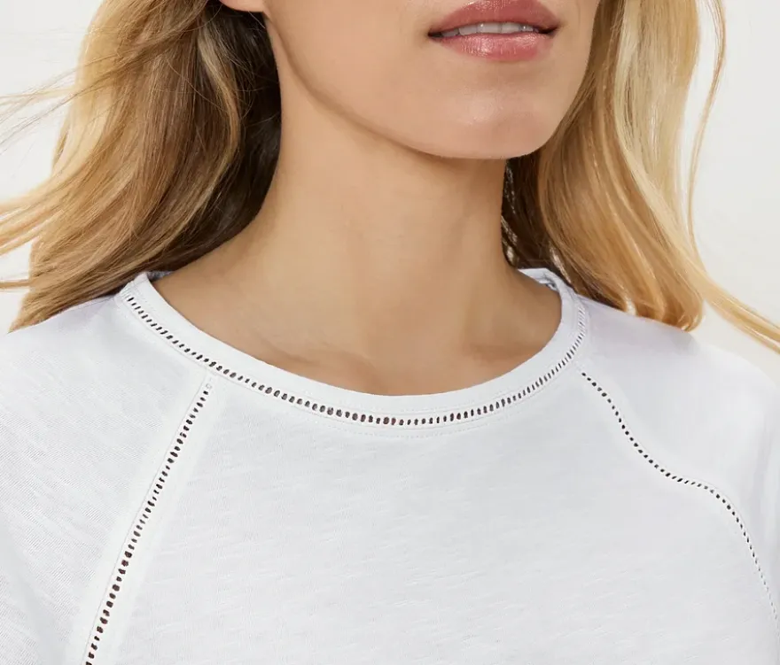 Shirt mit Crochet-Details, weiß