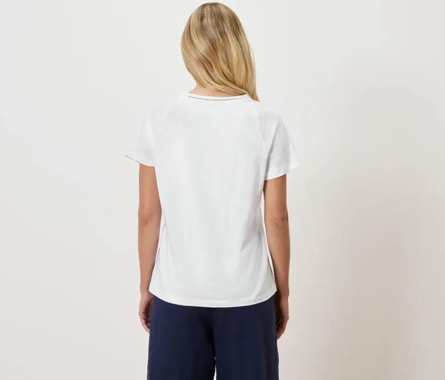 Shirt mit Crochet-Details, weiß