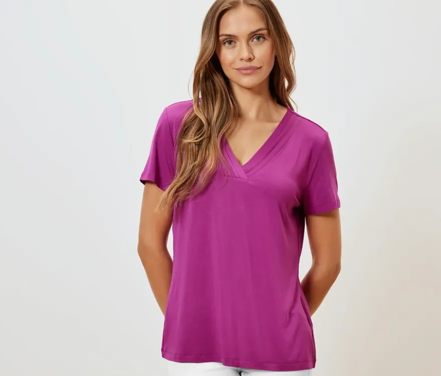 Shirt mit Faltendetail, berry