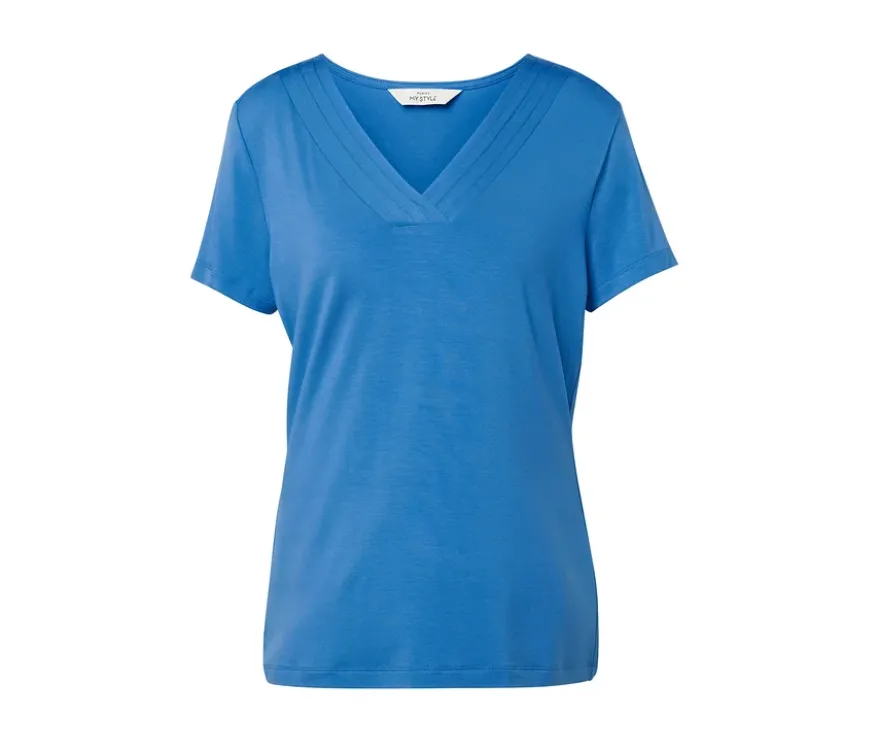 Shirt mit Faltendetail, kobaltblau