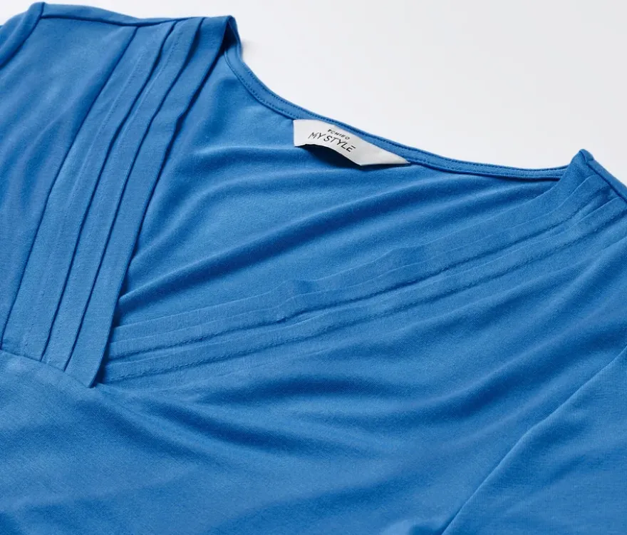 Shirt mit Faltendetail, kobaltblau