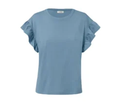Shirt mit Volant, rauchblau