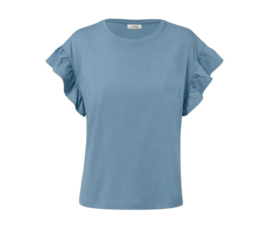 Shirt mit Volant, rauchblau