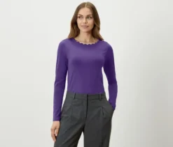 Shirt mit Wellenkante, lila