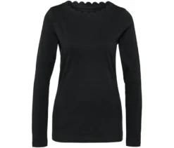 Shirt mit Wellenkante, schwarz