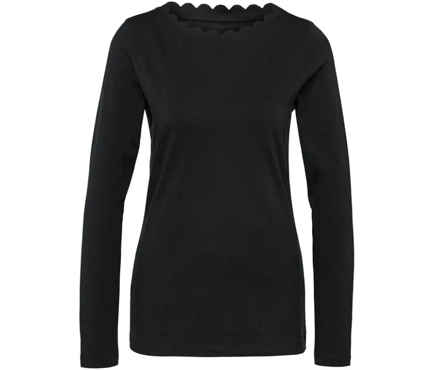 Shirt mit Wellenkante, schwarz