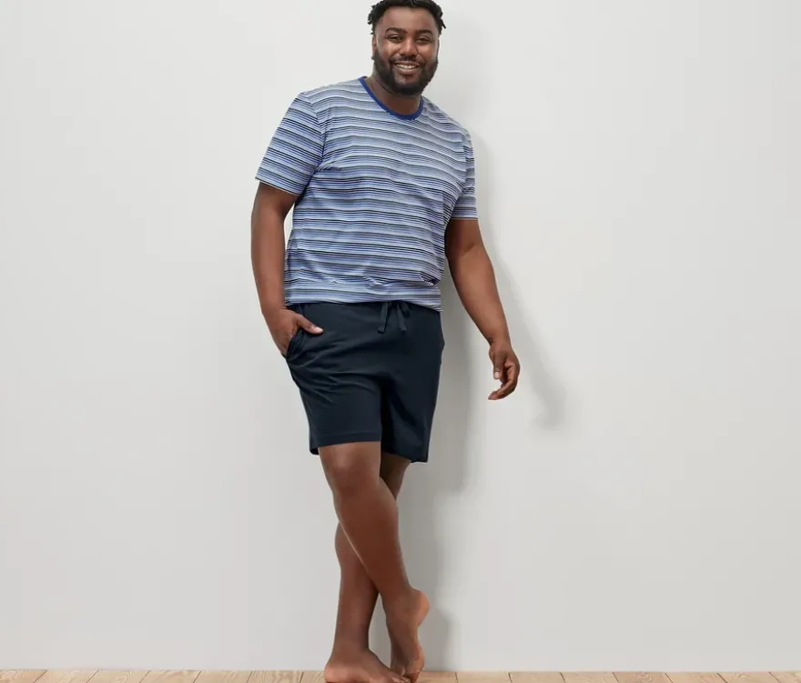 Shorty-Pyjama blau-dunkelblau