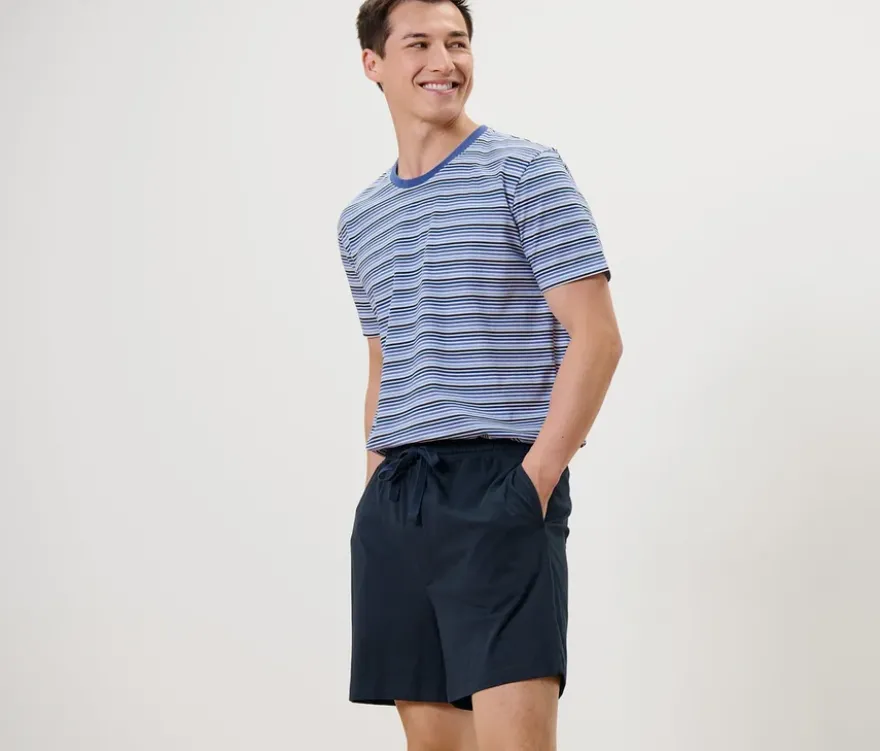 Shorty-Pyjama blau-dunkelblau
