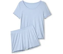 Shorty-Pyjama-Set aus Rippe