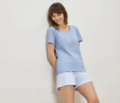 Shorty-Pyjama-Set, hellblau