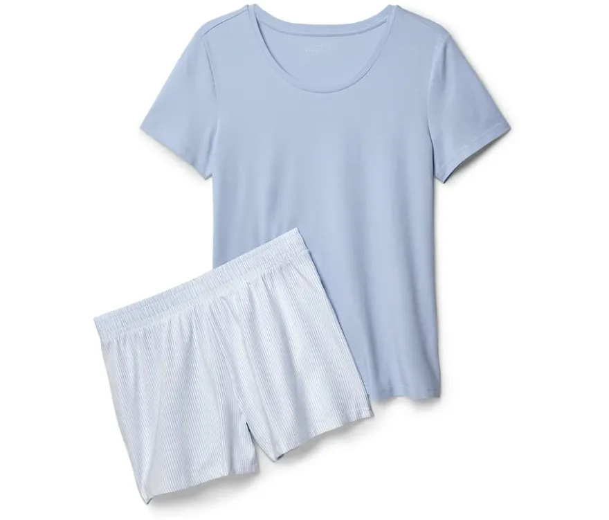 Shorty-Pyjama-Set, hellblau