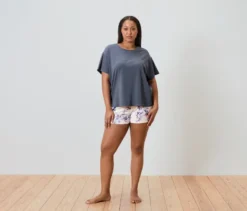 Shorty-Pyjama-Set, rauchblau