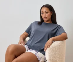 Shorty-Pyjama-Set, rauchblau