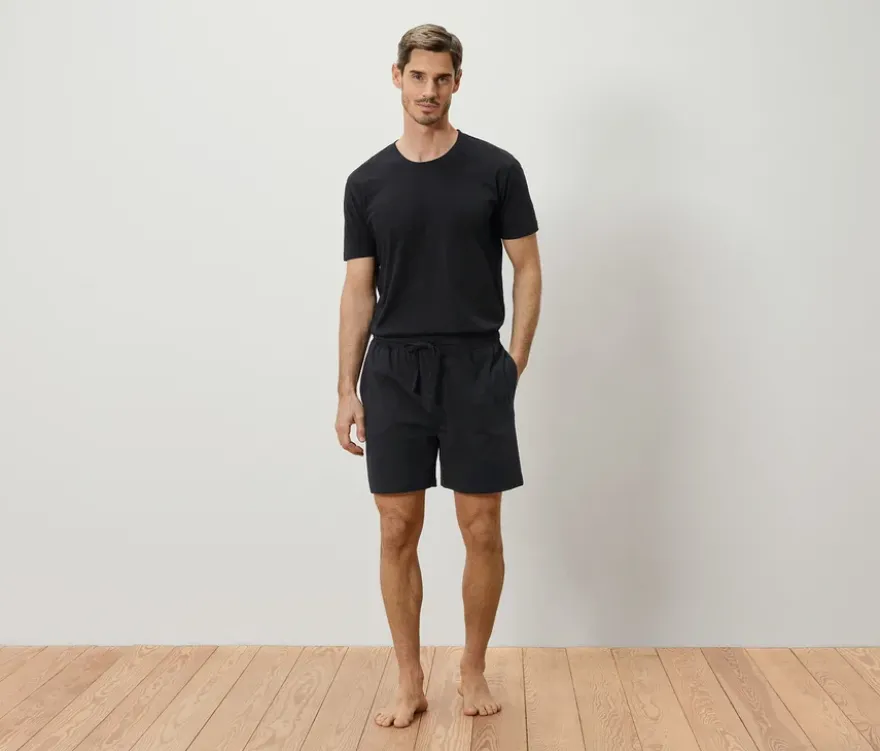 Shorty-Pyjama-Set, schwarz