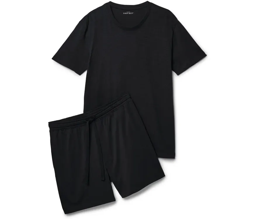 Shorty-Pyjama-Set, schwarz