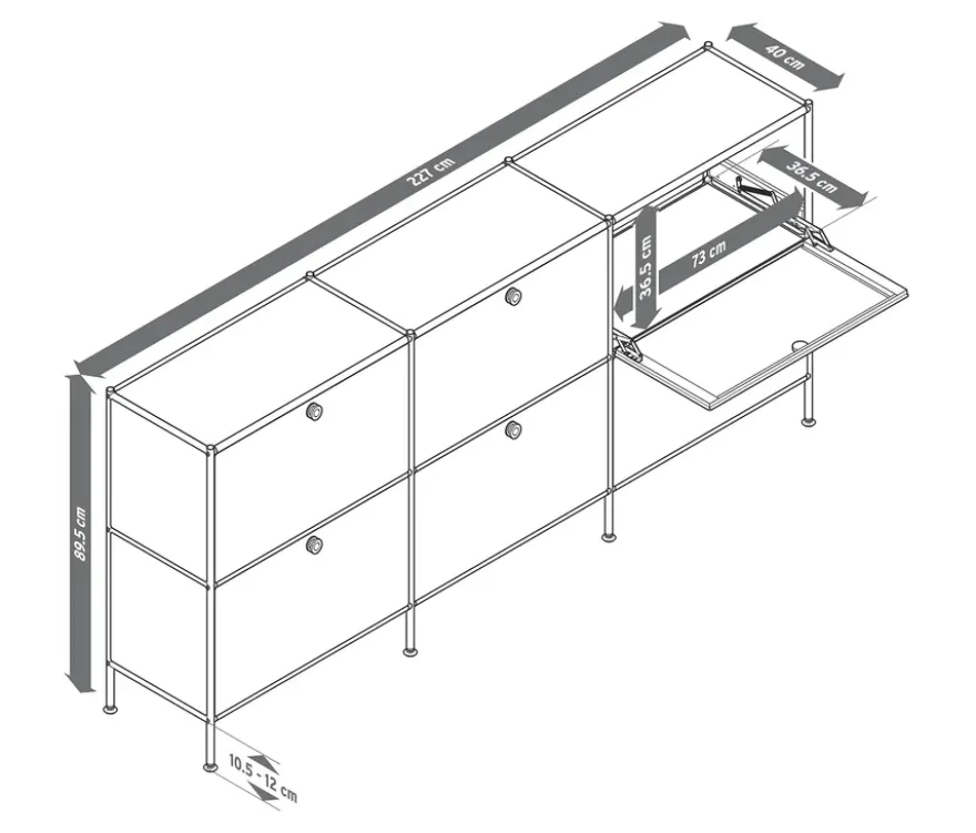 Sideboard »CN3« mit 6 Klappen, grau