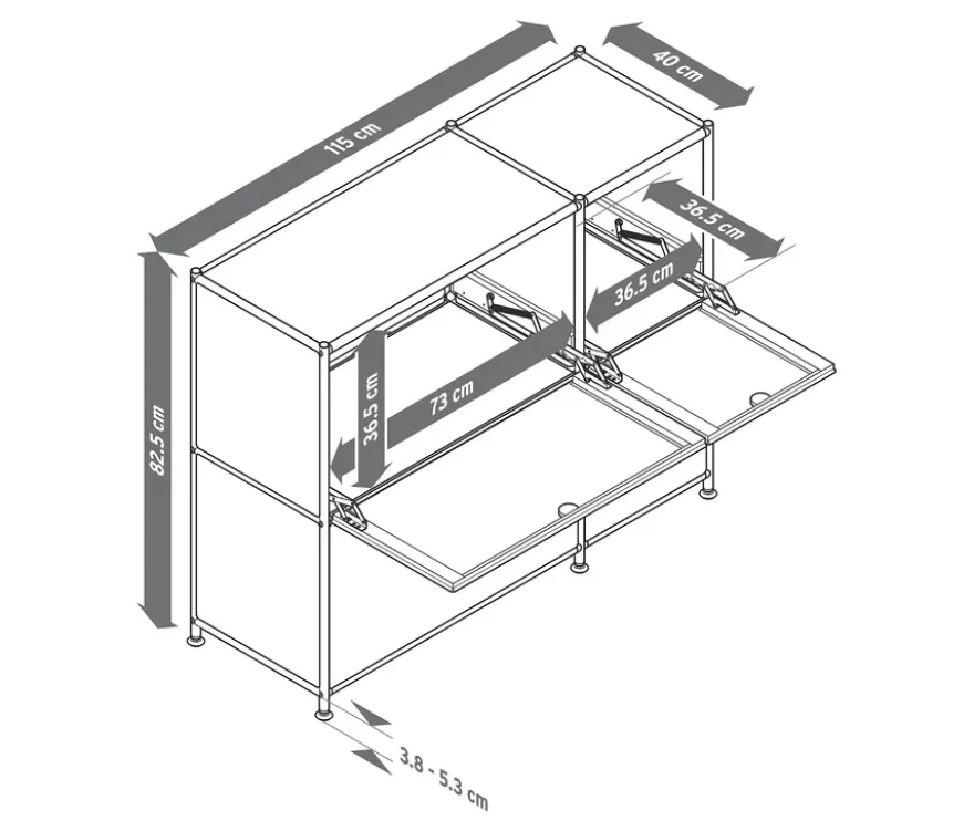Sideboard »CN3« mit 4 Klappen, grau