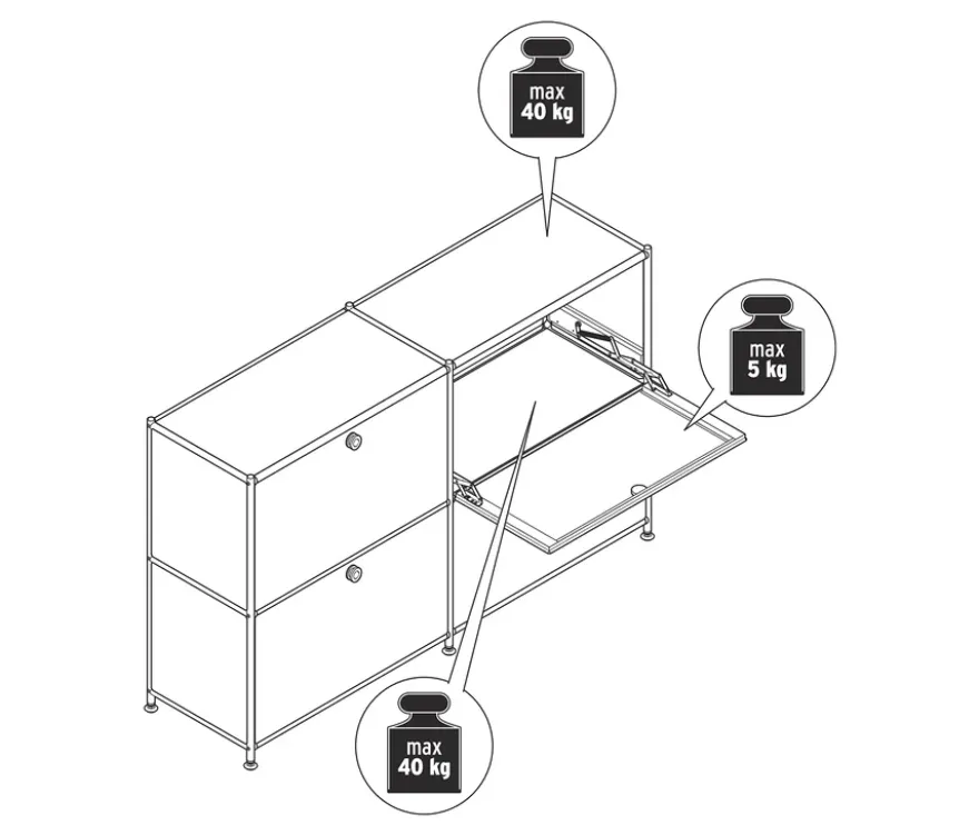 Sideboard »CN3« mit vier Klappen, grau