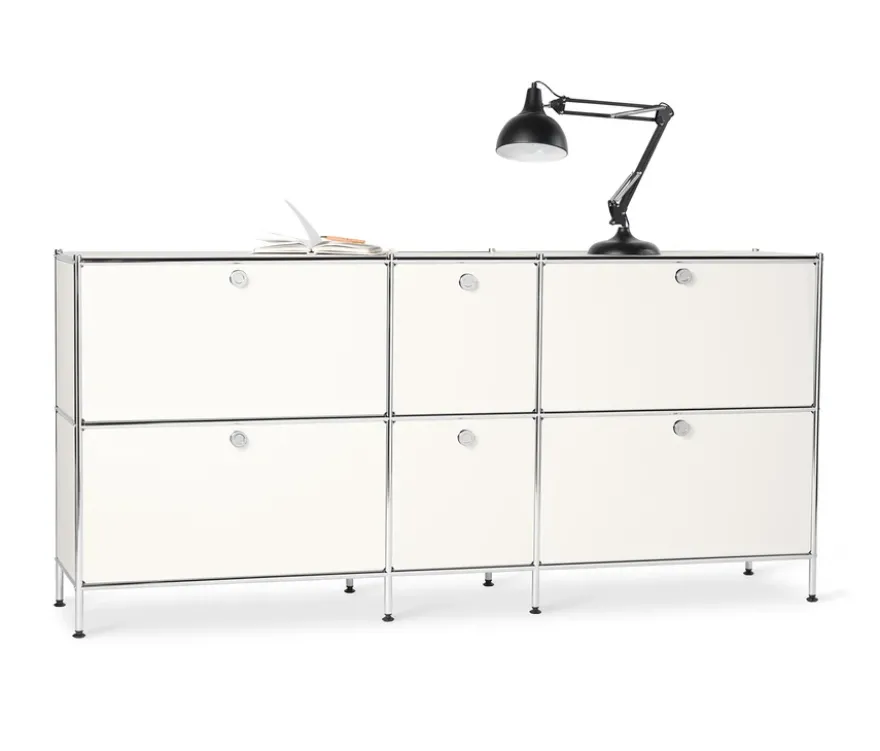 Sideboard Metall »CN3« groß mit 6 Klappenfächern, weiß