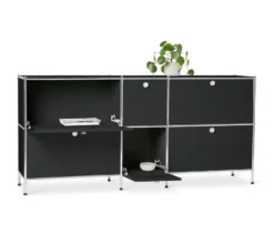 Sideboard Metall »CN3« groß mit 6 Klappenfächern, schwarz